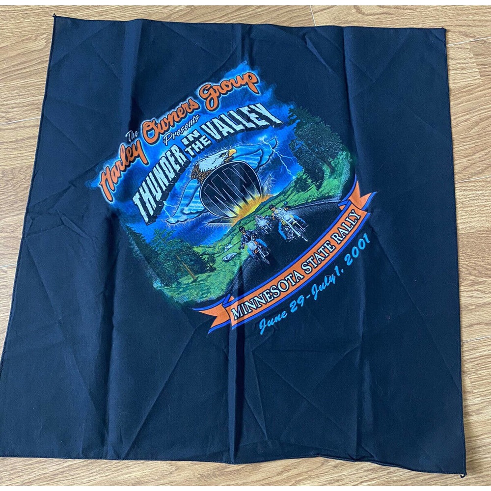 Vintage 2001 Harley Davidson Bandana Kerchief Minnesota State Rally 22 x 22